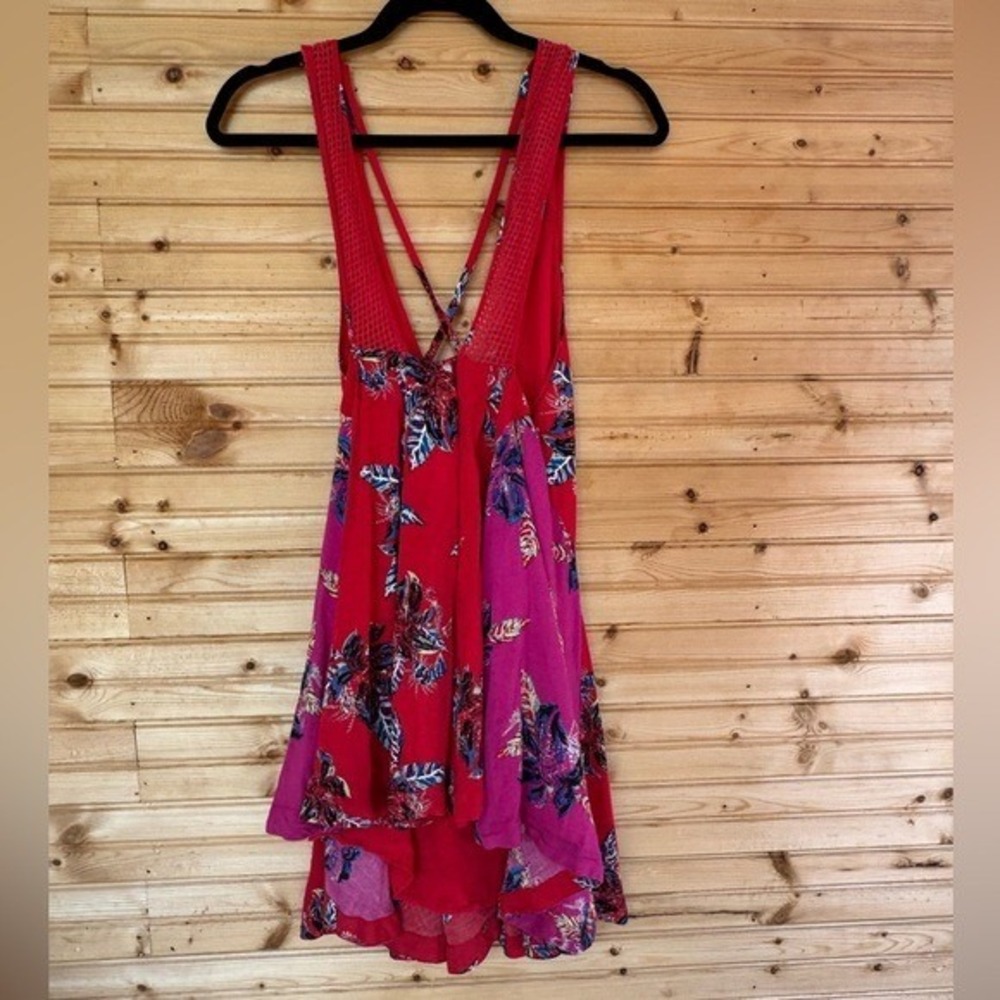 Free People Dress Tank "I Thought I Was Dreaming" Cherry Combo Floral Small Boho